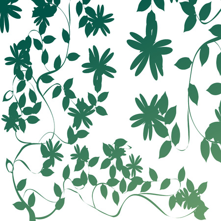 Foliage, background illustration with leaves and flowersのイラスト素材
