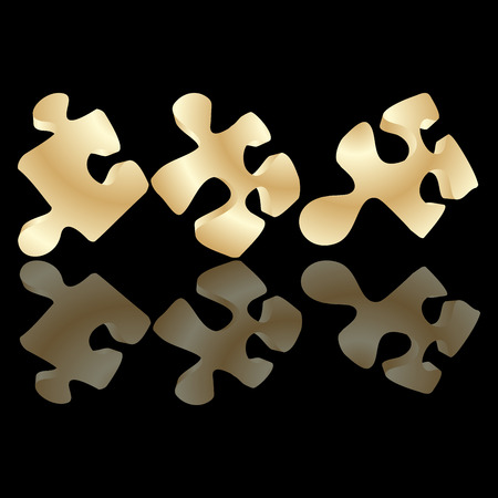 Gold puzzle pieces over black backgroundのイラスト素材