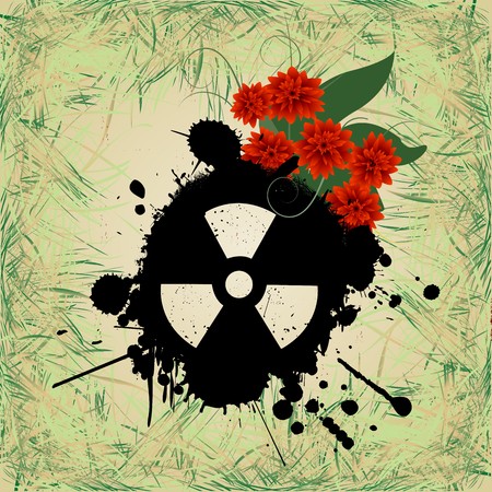 Abstract grunge background with nuclear hazzard signのイラスト素材