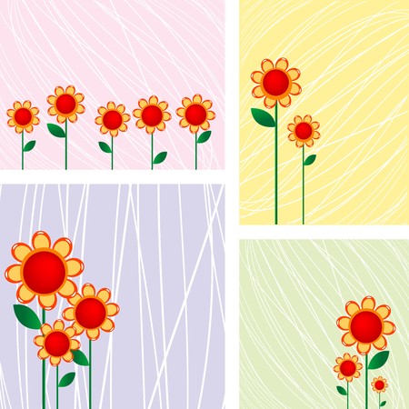 Beautiful floral cards collection over white backgroundのイラスト素材