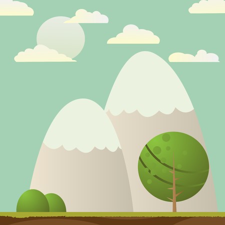 Landscape with tree and mountains, abstract cardのイラスト素材
