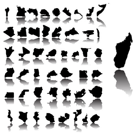 Maps of Africa contries over white backgroundのイラスト素材