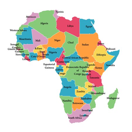 Editable map of Africa with border outlinesのイラスト素材