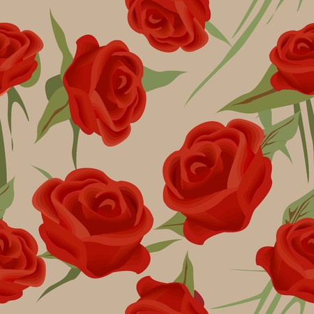 Seamless red roses background, patternのイラスト素材