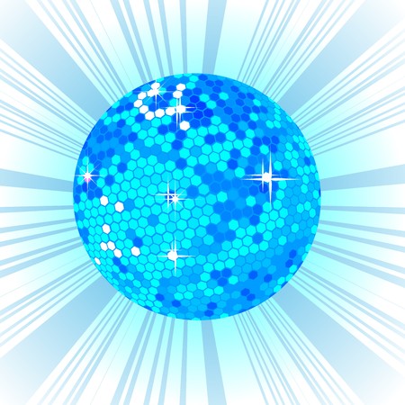 Blue disco ball, retro party backgroundのイラスト素材