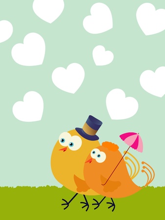 Valentine's Day greeting card with love birdsのイラスト素材