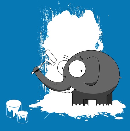 Elephant painting, clip art illustrationのイラスト素材