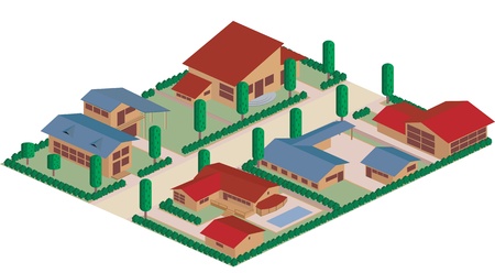 Cartoon map of a residential district areaのイラスト素材