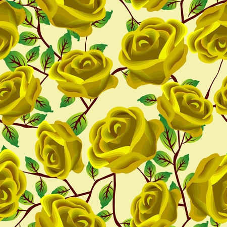 Seamless background design with stylized yellow rosesのイラスト素材