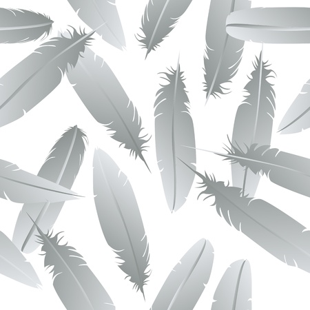 Seamless feathers pattern over white backgroundのイラスト素材