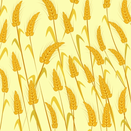 Ripe wheat. Isolated and grouped objects over Yellow backgroundのイラスト素材