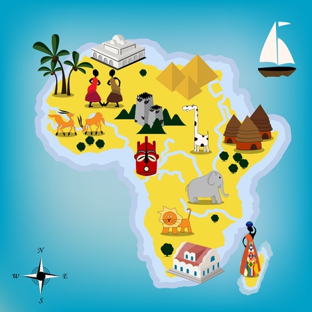 Childlike design of Africa continentのイラスト素材