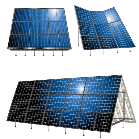Alternative energy, solar panels over white backgroundのイラスト素材