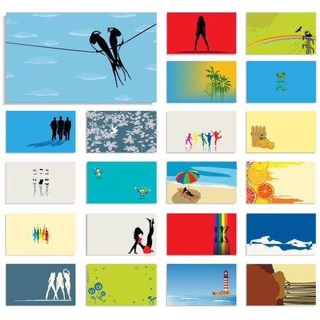 Graphic business cards set, isolated and grouped objects over white backgroundのイラスト素材