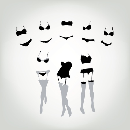 Lingerie sales concept, women stockings silhouettesのイラスト素材