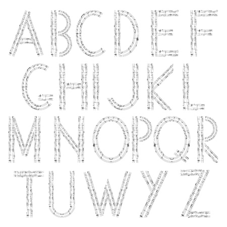 Musical alphabet, siolated and grouped objects over white backgroundのイラスト素材