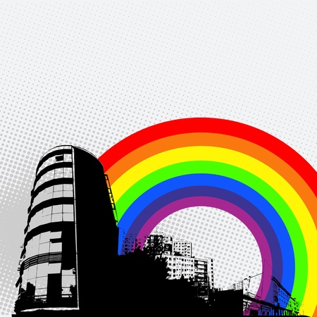 Grunge city panorama, abstract artのイラスト素材