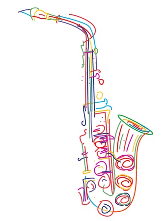 Illustration of a saxophone over whiteのイラスト素材