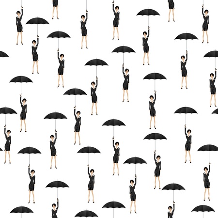 Girl with umbrella patternのイラスト素材