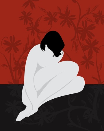Stylized nude girl sitting, abstract artのイラスト素材