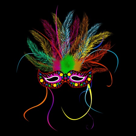 Mardi grass party mask over black backgroundのイラスト素材