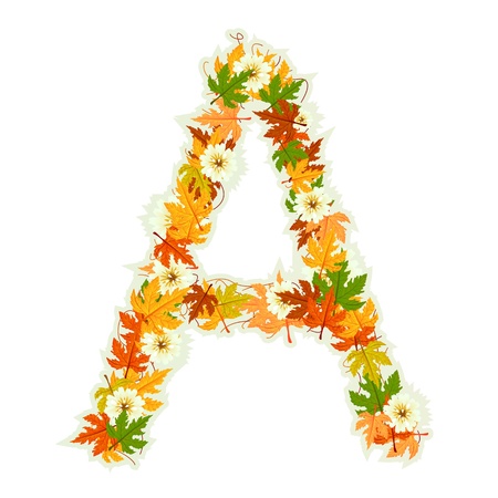 Pattern letter made from flowers and leavesのイラスト素材