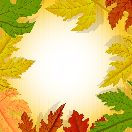Forest leaves frame, border. No mesh or transparencies used for this illustration.のイラスト素材