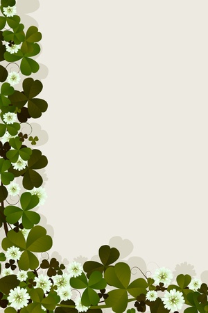 Editable text card with clover leaves and flowers for the celebration of St. Patrickのイラスト素材