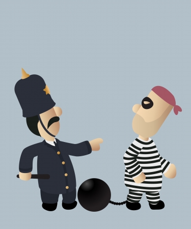 An image of a police officer chasing a thiefのイラスト素材