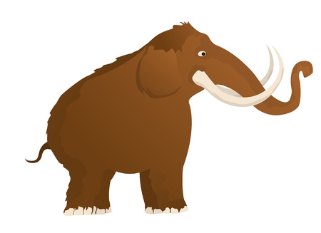 Woolly mammoth, isolated and grouped objects over white backgroundのイラスト素材