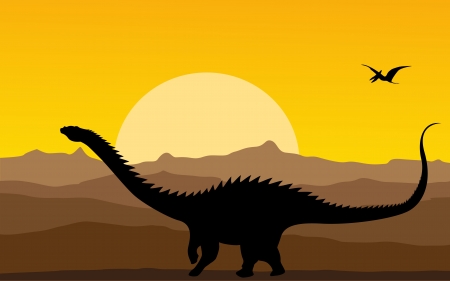 Backgrtound illustration with dinosaur silhoueteのイラスト素材