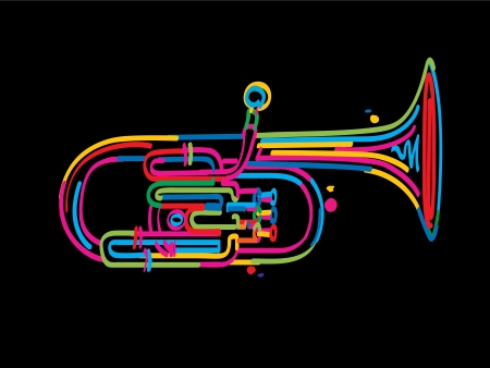 Stylized alto horn over black backgroundのイラスト素材