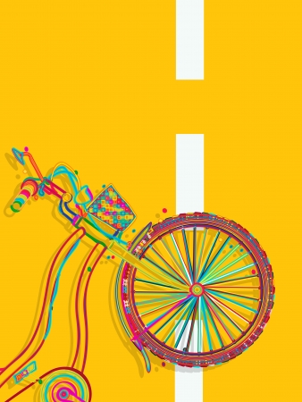 Decorative layout/ template card with a funky bicycle on the roadのイラスト素材