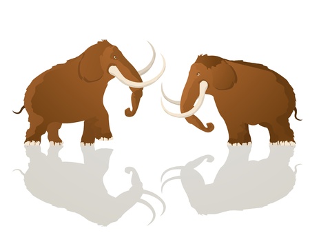 Two mammoth bulls charging, cartoon artのイラスト素材