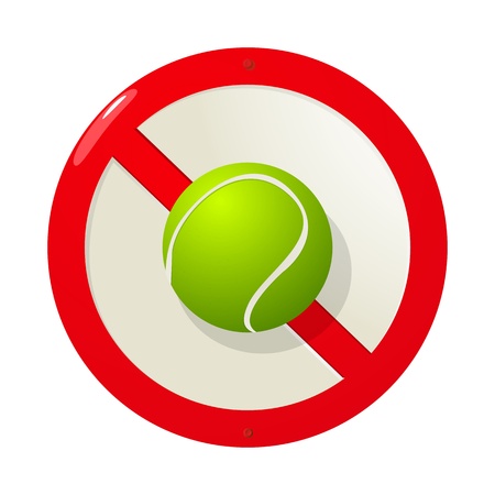Road sign graphic with a tennis ball over whiteのイラスト素材