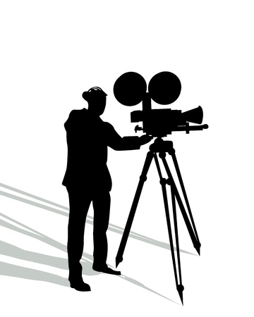 Camera man and shadow silhouette over white backgroundのイラスト素材