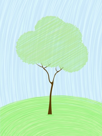Background card with a stylized tree in pastel colors のイラスト素材