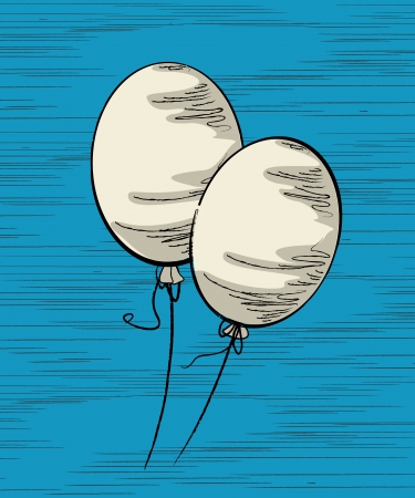 Two party balloons flying in the sky  Hand drawn sketch のイラスト素材