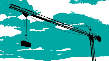 Tower crane drawing over a cloudy backgroundのイラスト素材