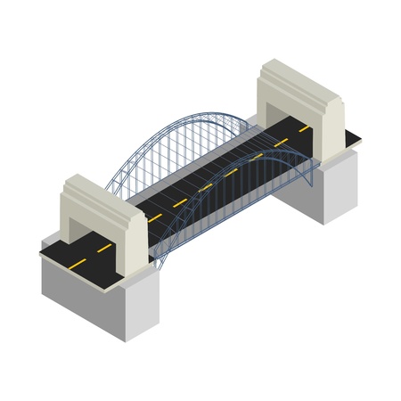 Isometric drawing of a modern bridge against white backgroundのイラスト素材