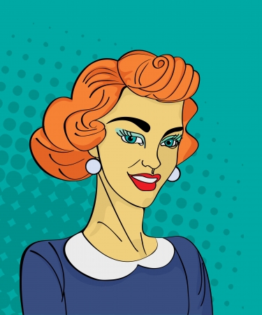 Comic style drawing of a vintage retro womanのイラスト素材