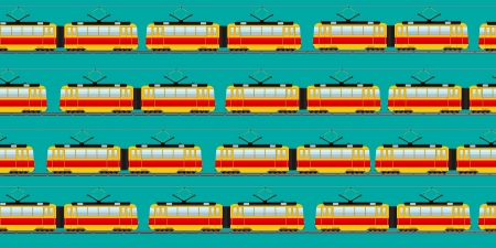 Seamless background pattern with old tram carのイラスト素材