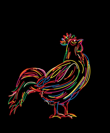 Stylize brush sketch of a rooster のイラスト素材