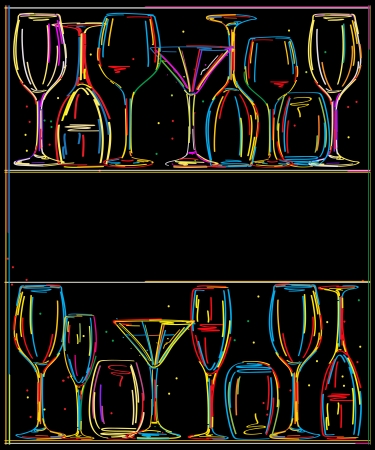 Menu restaurant card with stylized glassesのイラスト素材