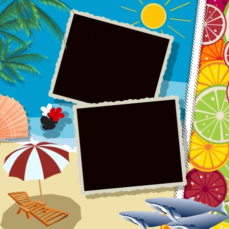 Summer holiday collage with space for photos or textのイラスト素材