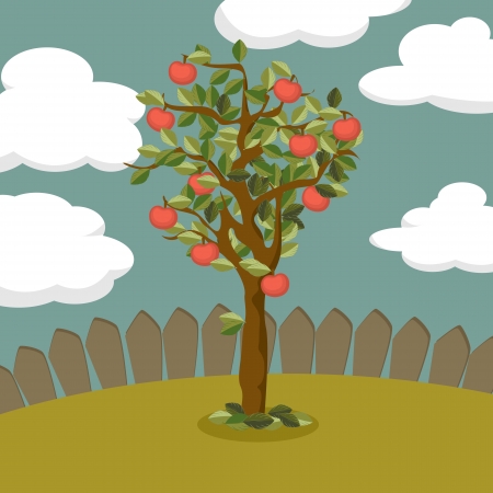 Illustration of a apple tree のイラスト素材
