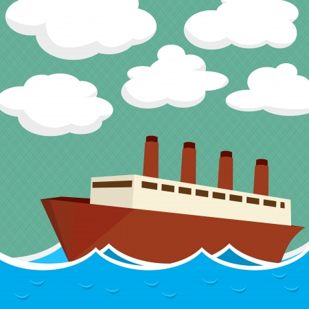 Steam ship illustrationのイラスト素材