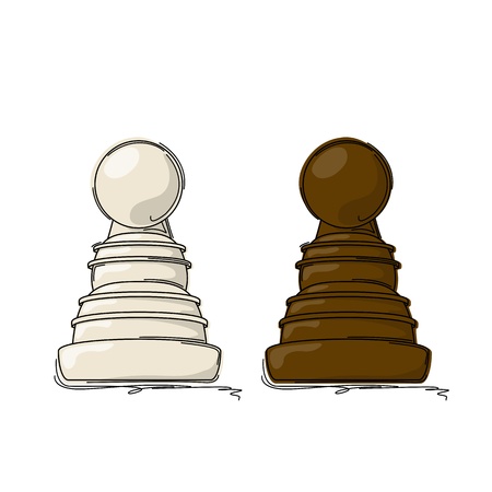 Chess pawn drawing against white backgroundのイラスト素材