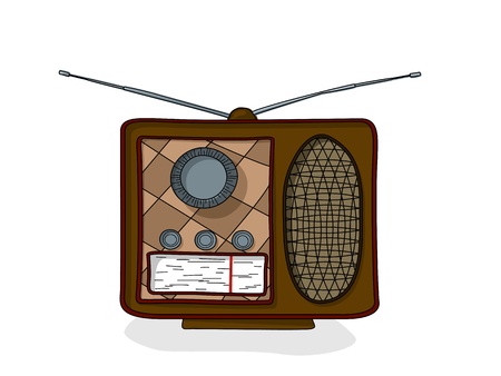 Retro cartoon radio drawing over white backgroundのイラスト素材