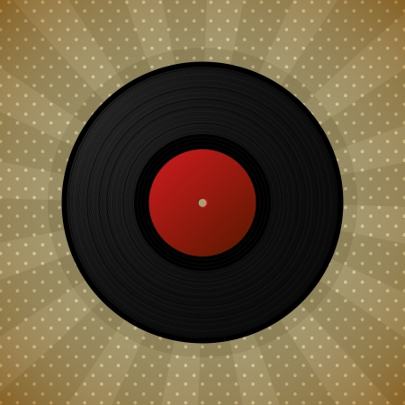 Black vinyl record, retro style illustrationのイラスト素材